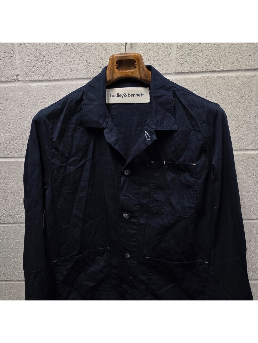 Hedley & Bennett Utility Shirt Jacket Button Up Navy Blue Made in USA Mens 22x29